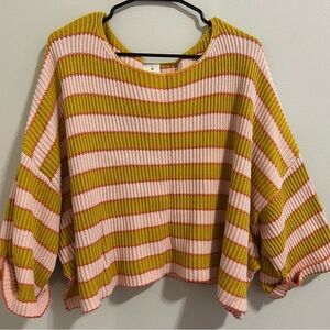 By Together Pink and Green Striped Sweater